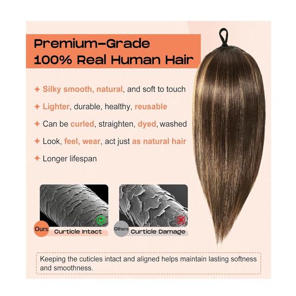SEIKEA  Ponytail Hair Piece, 100% Real Human Hair 16\